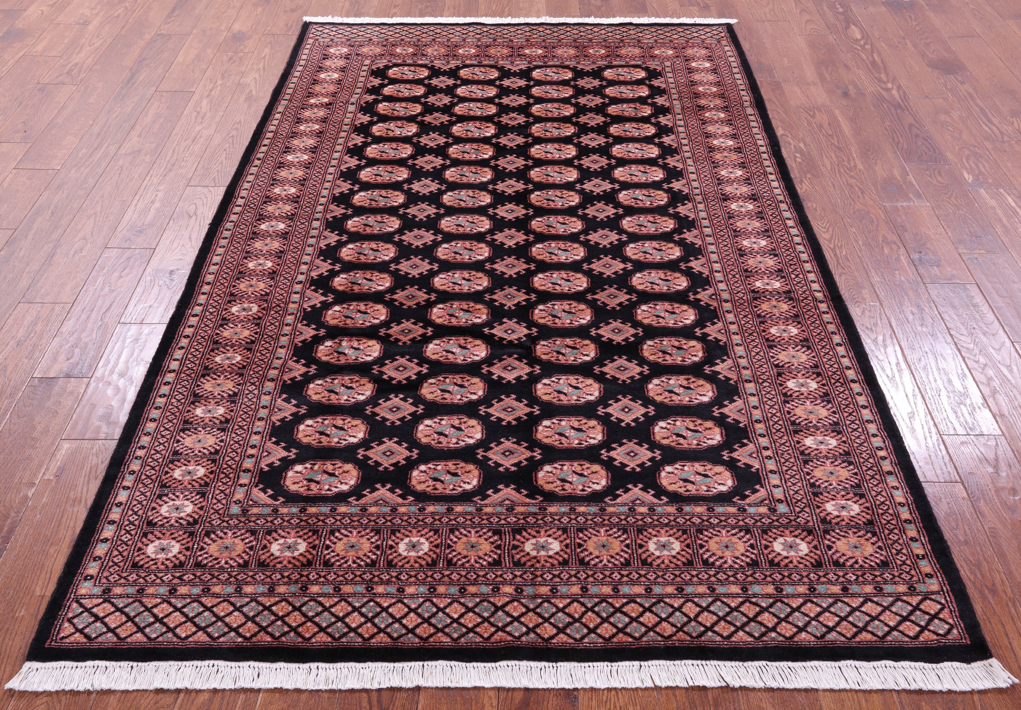Black Bokhara Hand-Knotted Wool Rug - 5' 2" X 8' 0"