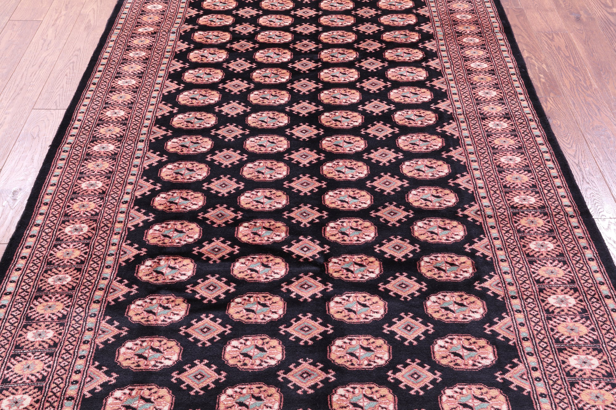 Black Bokhara Hand-Knotted Wool Rug - 5' 2" X 8' 0"