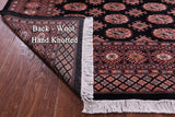 Black Bokhara Hand-Knotted Wool Rug - 5' 2" X 8' 0"