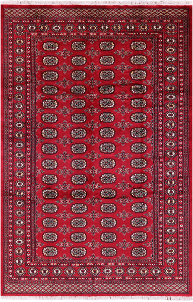 Red Bokhara Hand-Knotted Wool Rug - 6' 0" X 9' 1"