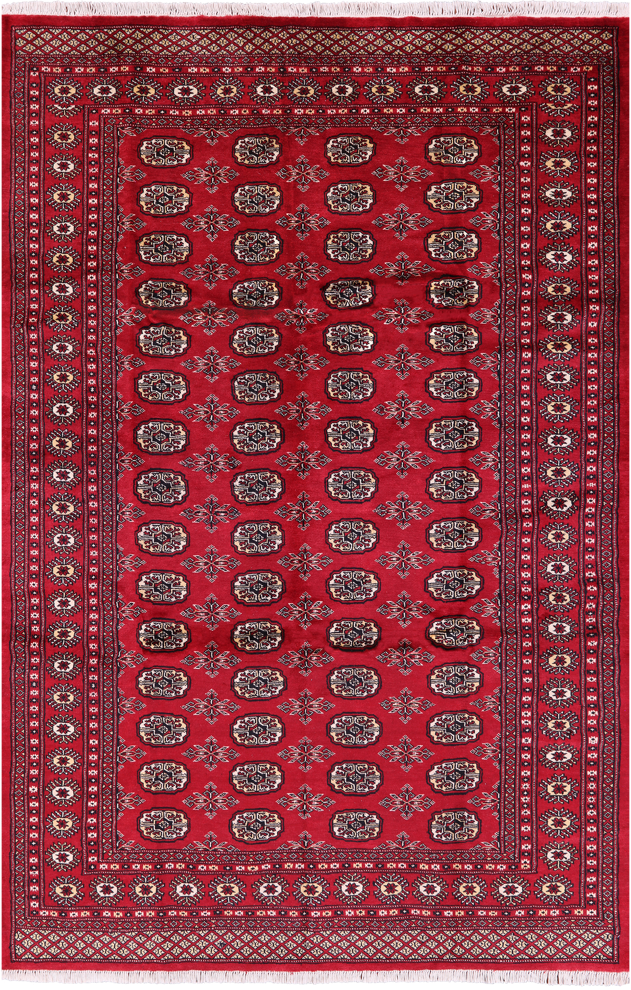Red Bokhara Hand-Knotted Wool Rug - 6' 0" X 9' 1"