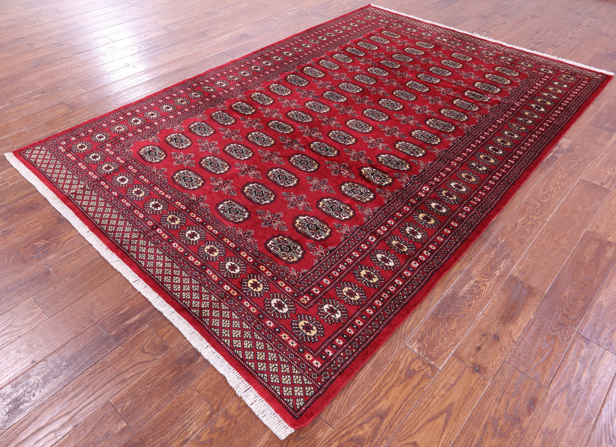 Red Bokhara Hand-Knotted Wool Rug - 6' 0" X 9' 1"