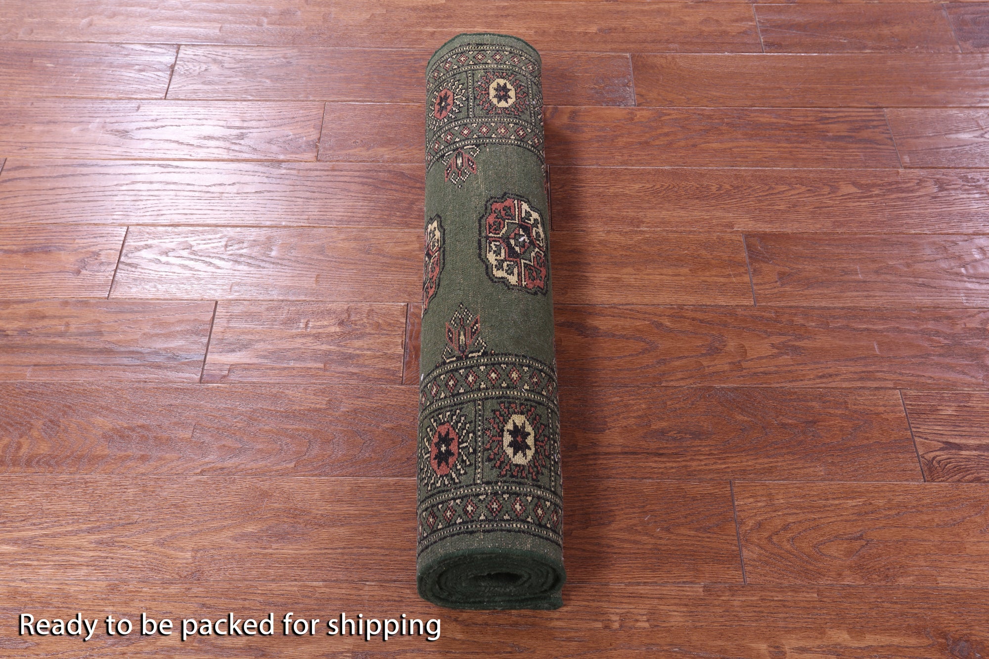 Green Bokhara Hand-Knotted Wool Runner Rug - 2' 6" X 8' 6"