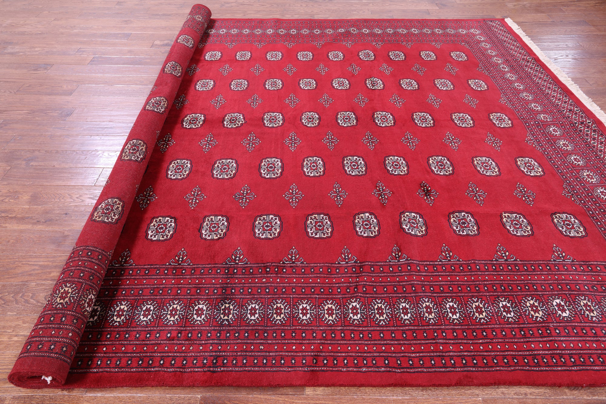 Red Bokhara Hand-Knotted Wool Rug - 9' 0" X 11' 9"