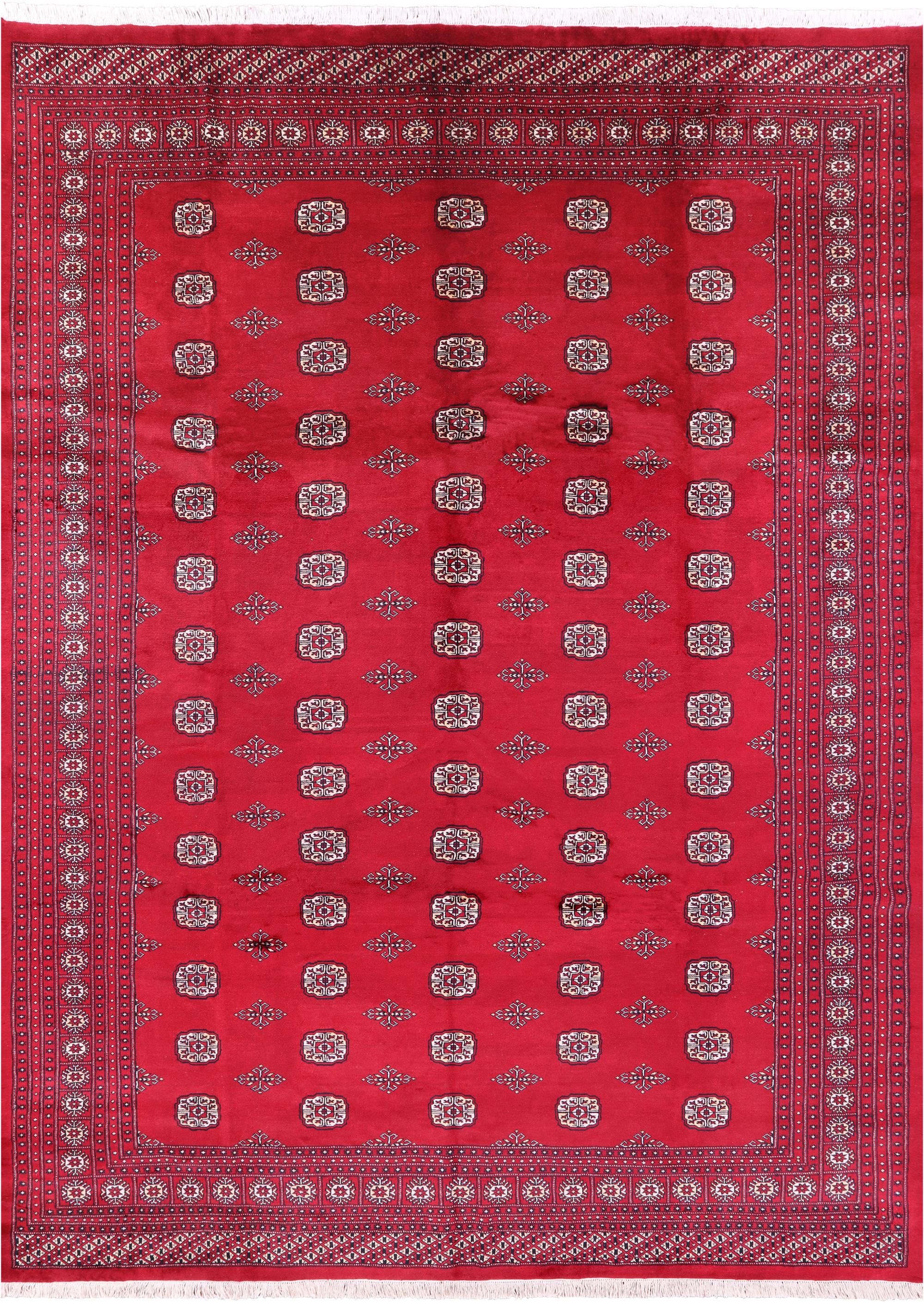 Red Bokhara Hand-Knotted Wool Rug - 9' 0" X 11' 9"