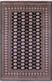 Black Bokhara Hand-Knotted Wool Rug - 6' 8" X 10' 2"