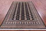 Black Bokhara Hand-Knotted Wool Rug - 6' 8" X 10' 2"