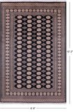 Black Bokhara Hand-Knotted Wool Rug - 6' 8" X 10' 2"