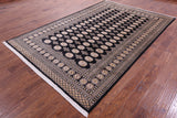 Black Bokhara Hand-Knotted Wool Rug - 6' 8" X 10' 2"
