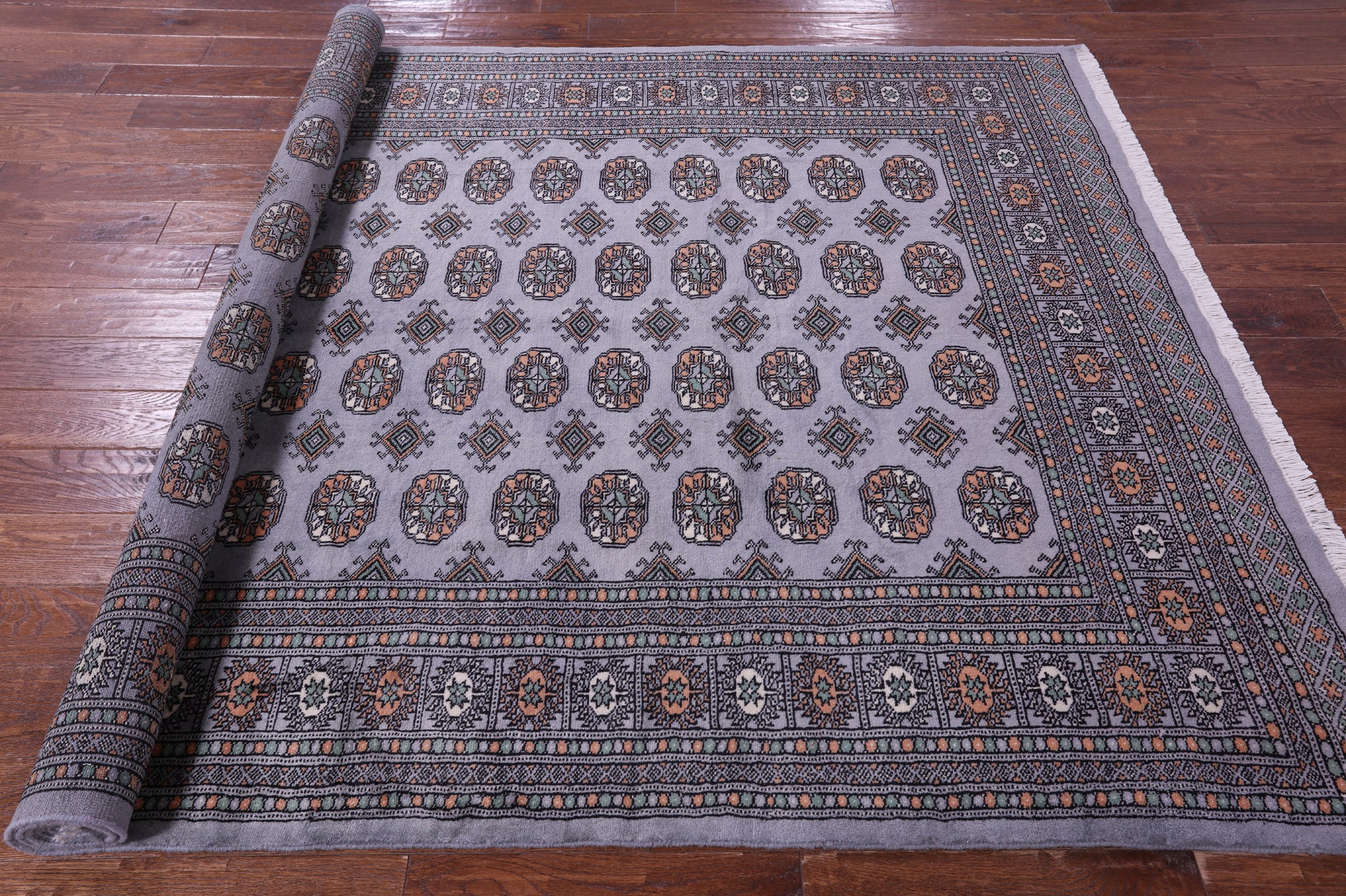 Grey Bokhara Hand-Knotted Wool Rug - 6' 1" X 9' 0"