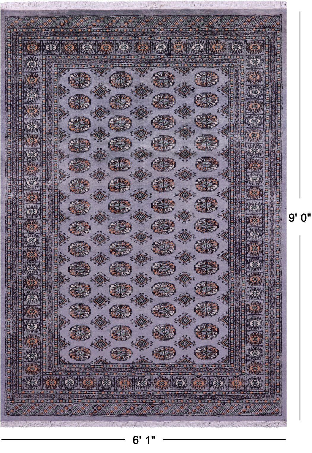 Grey Bokhara Hand-Knotted Wool Rug - 6' 1" X 9' 0"