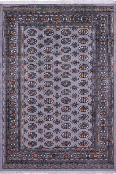 Grey Bokhara Hand-Knotted Wool Rug - 6' 1" X 9' 0"