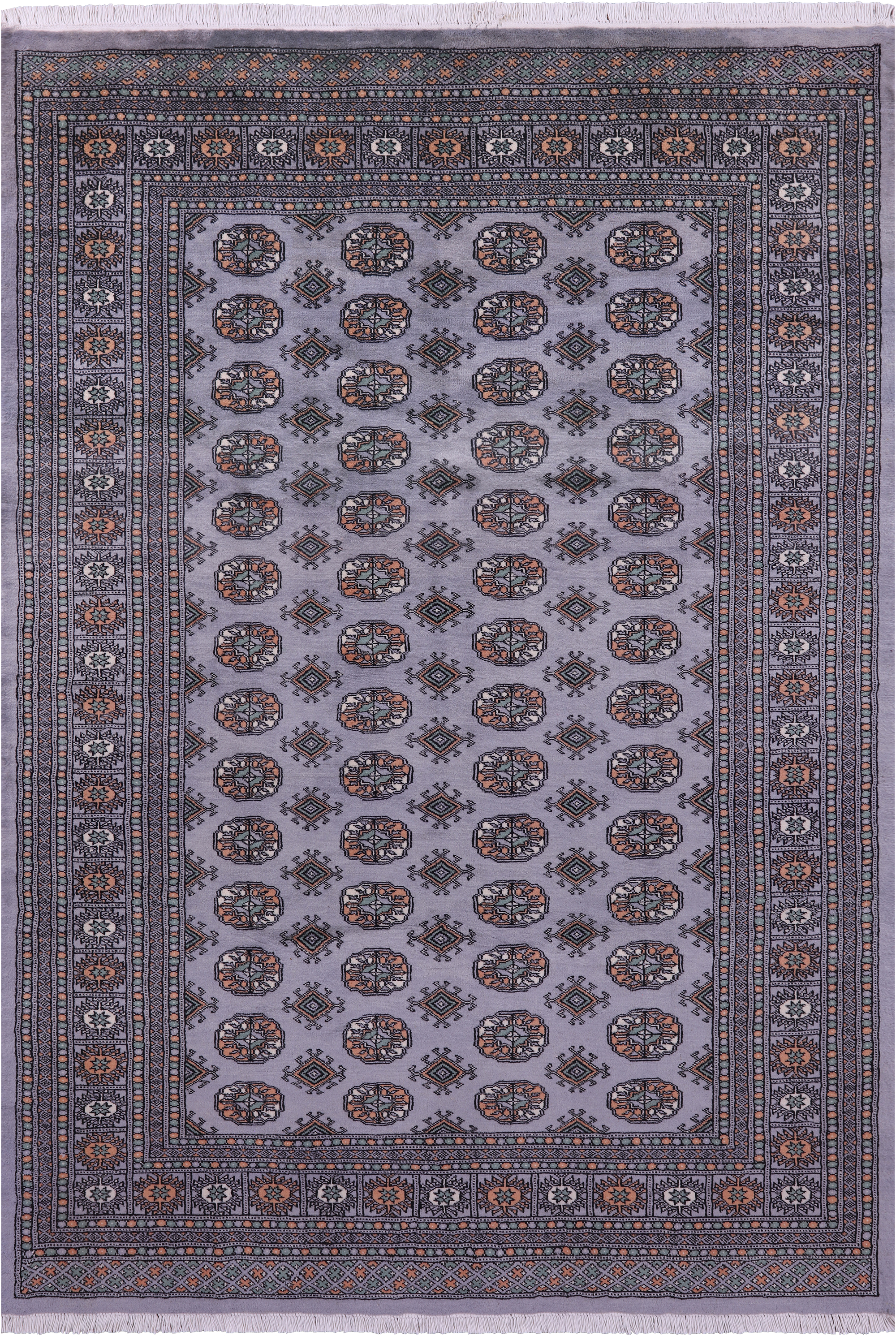 Grey Bokhara Hand-Knotted Wool Rug - 6' 1" X 9' 0"