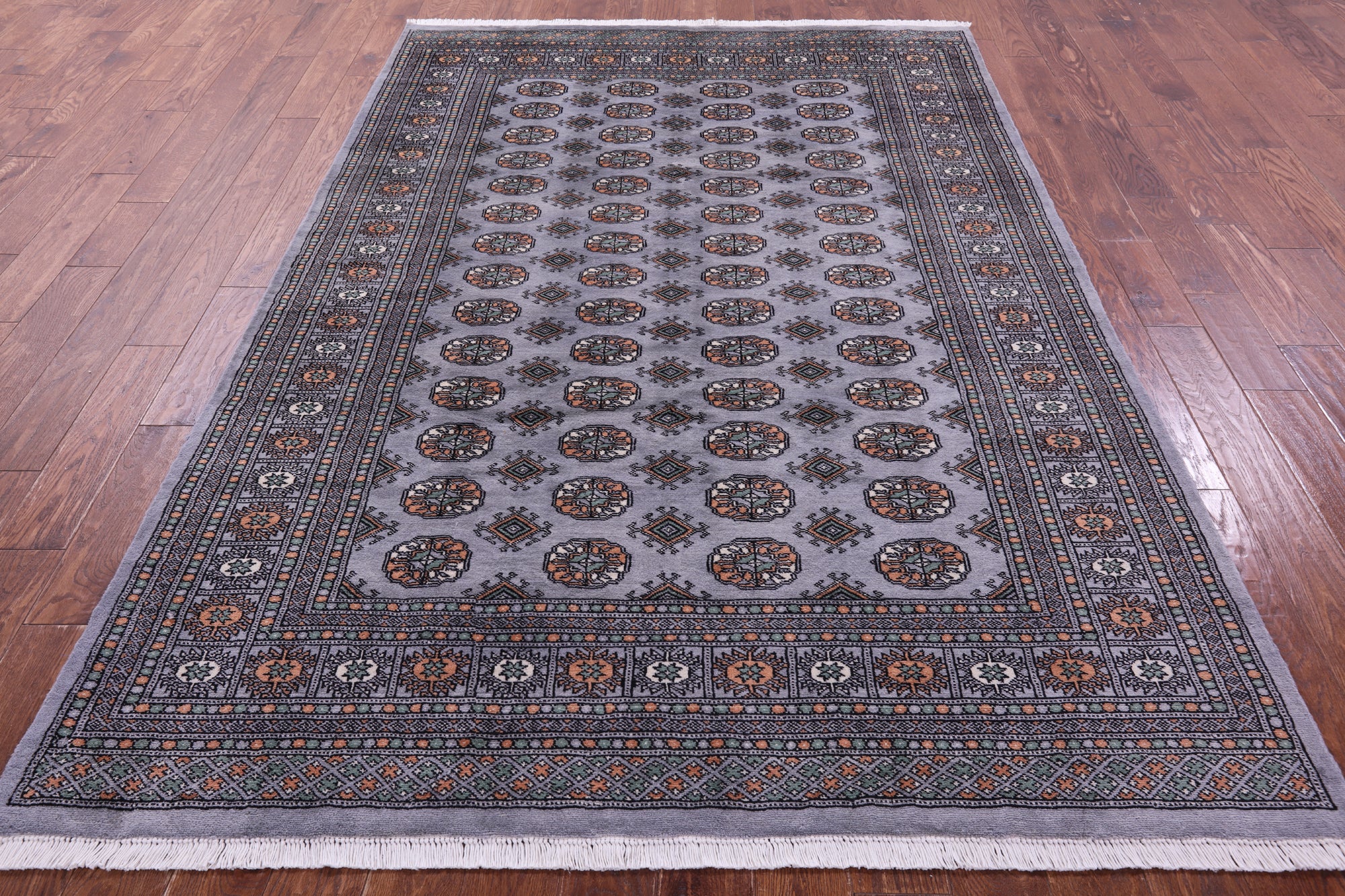 Grey Bokhara Hand-Knotted Wool Rug - 6' 1" X 9' 0"