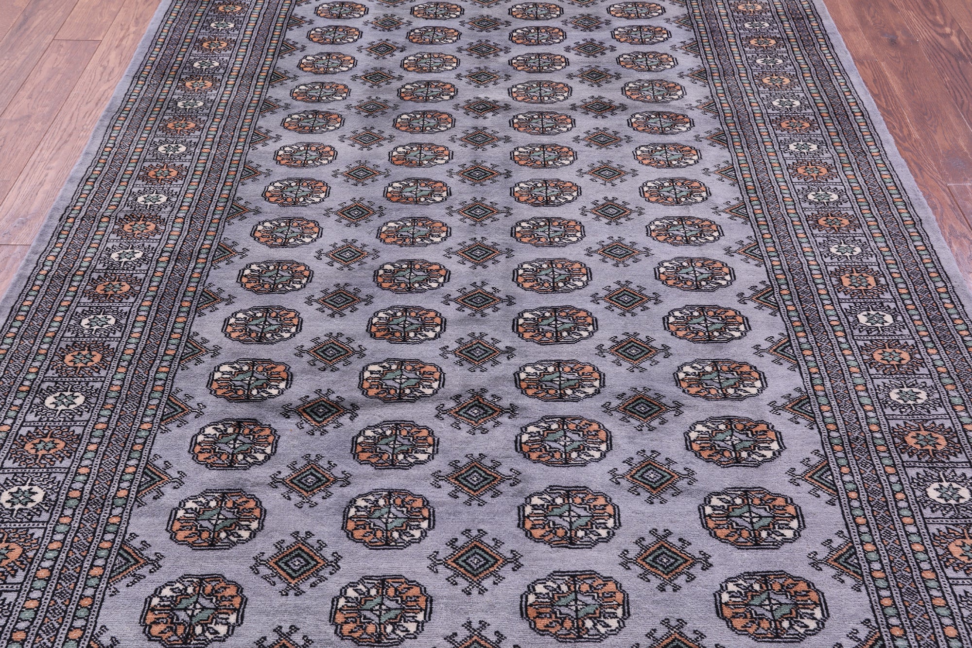 Grey Bokhara Hand-Knotted Wool Rug - 6' 1" X 9' 0"