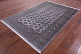 Grey Bokhara Hand-Knotted Wool Rug - 6' 1" X 9' 0"