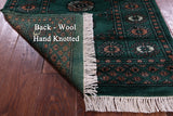 Green Bokhara Hand-Knotted Wool Runner Rug - 2' 6" X 9' 8"