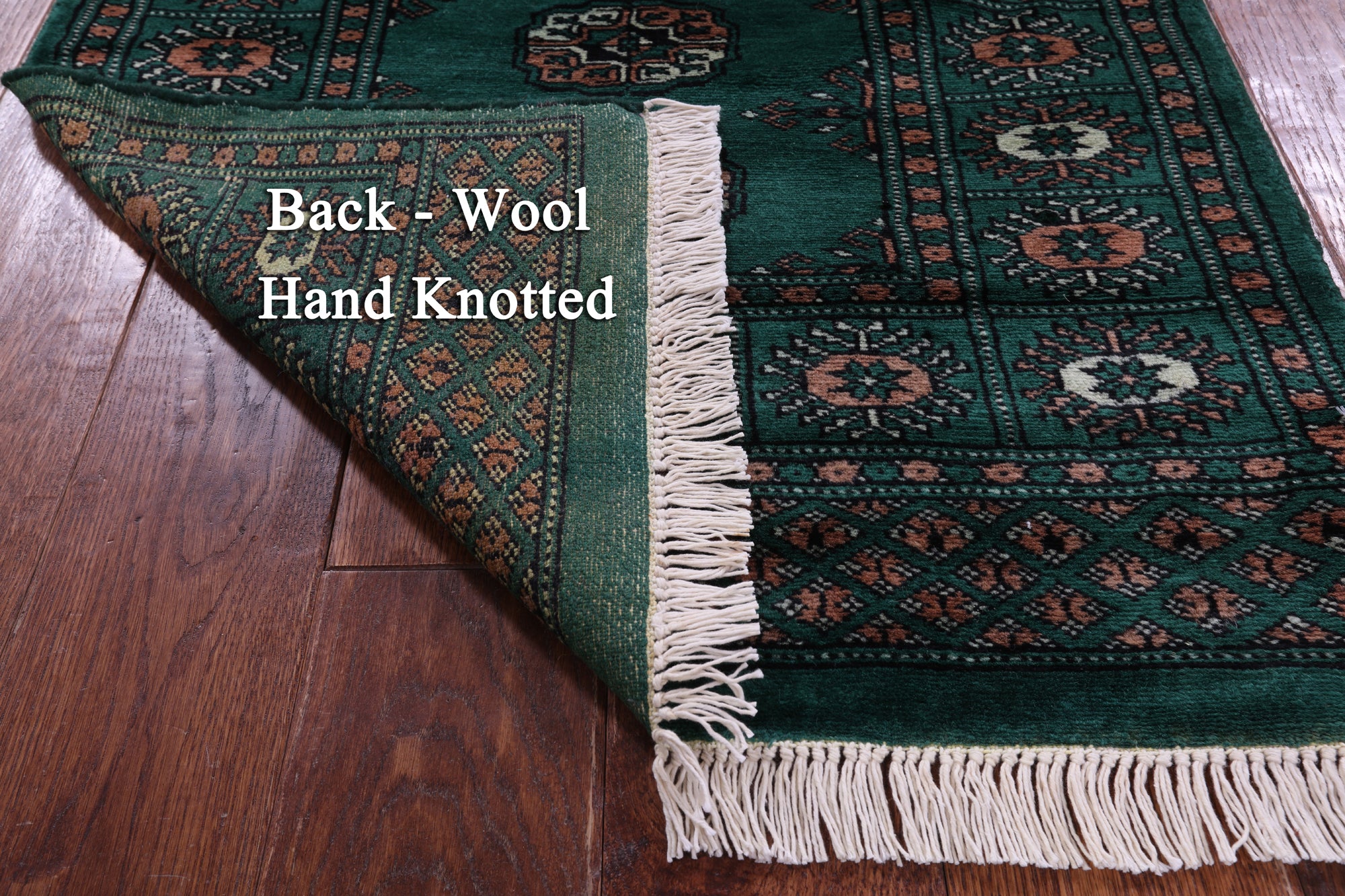 Green Bokhara Hand-Knotted Wool Runner Rug - 2' 6" X 9' 8"