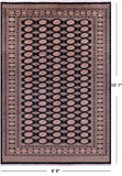 Black Bokhara Hand-Knotted Wool Rug - 6' 8" X 10' 1"