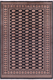 Black Bokhara Hand-Knotted Wool Rug - 6' 8" X 10' 1"