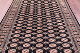 Black Bokhara Hand-Knotted Wool Rug - 6' 8" X 10' 1"