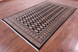 Black Bokhara Hand-Knotted Wool Rug - 6' 8" X 10' 1"