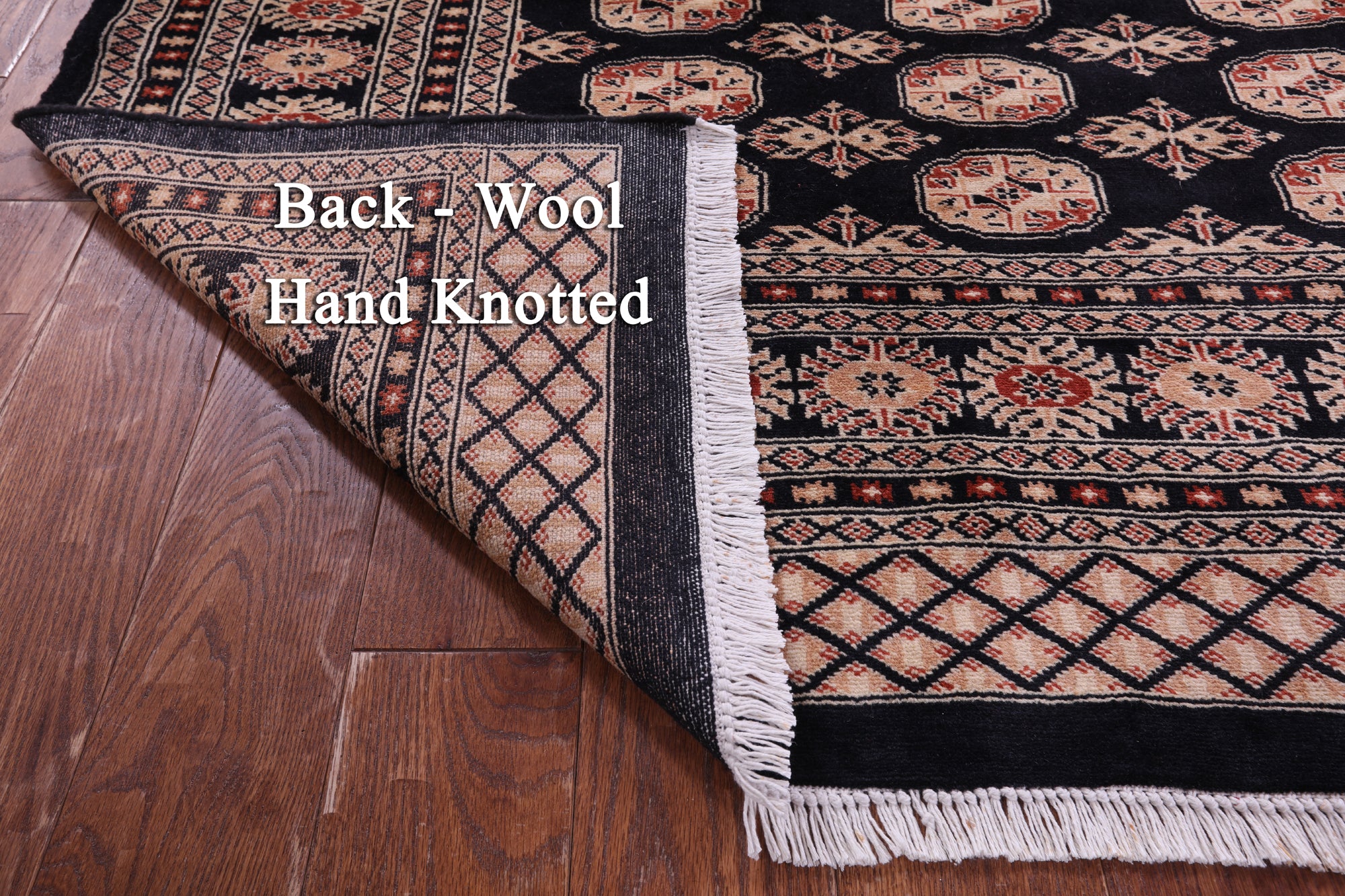 Black Bokhara Hand-Knotted Wool Rug - 6' 8" X 10' 1"