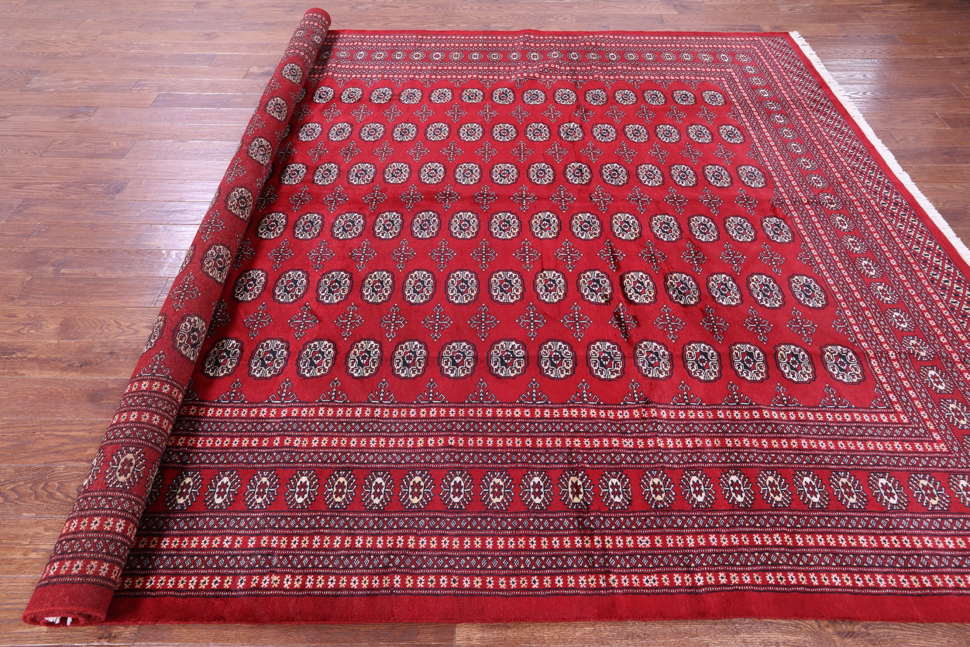 Red Bokhara Hand-Knotted Wool Rug - 9' 2" X 12' 0"