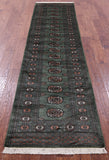 Green Bokhara Hand-Knotted Wool Runner Rug - 2' 6" X 9' 9"
