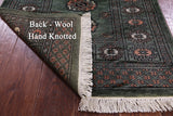 Green Bokhara Hand-Knotted Wool Runner Rug - 2' 6" X 9' 9"