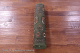 Green Bokhara Hand-Knotted Wool Runner Rug - 2' 6" X 9' 9"