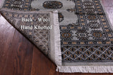 Grey Bokhara Hand-Knotted Wool Runner Rug - 2' 7" X 8' 0"