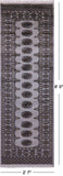 Grey Bokhara Hand-Knotted Wool Runner Rug - 2' 7" X 8' 0"