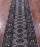 Grey Bokhara Handmade Wool Runner Rug - 2' 7" X 10' 3"