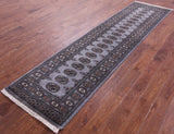 Grey Bokhara Handmade Wool Runner Rug - 2' 7" X 10' 3"