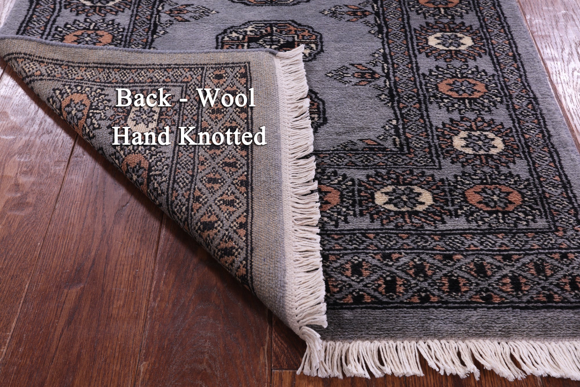 Grey Bokhara Handmade Wool Runner Rug - 2' 7" X 10' 3"