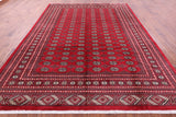 Red Bokhara Handmade Wool Rug - 9' 1" X 12' 1"