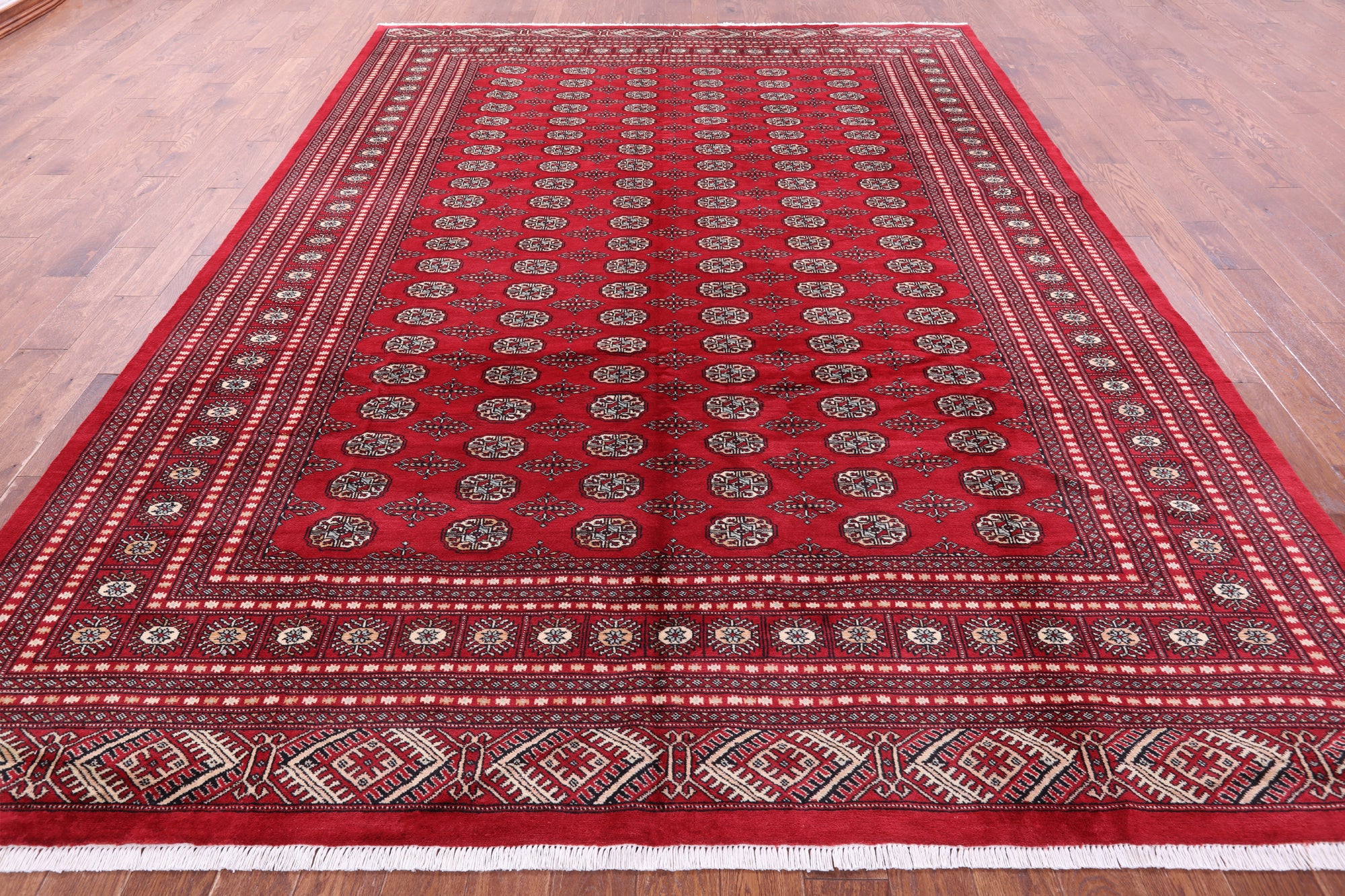 Red Bokhara Handmade Wool Rug - 9' 1" X 12' 1"