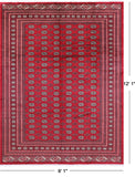 Red Bokhara Handmade Wool Rug - 9' 1" X 12' 1"