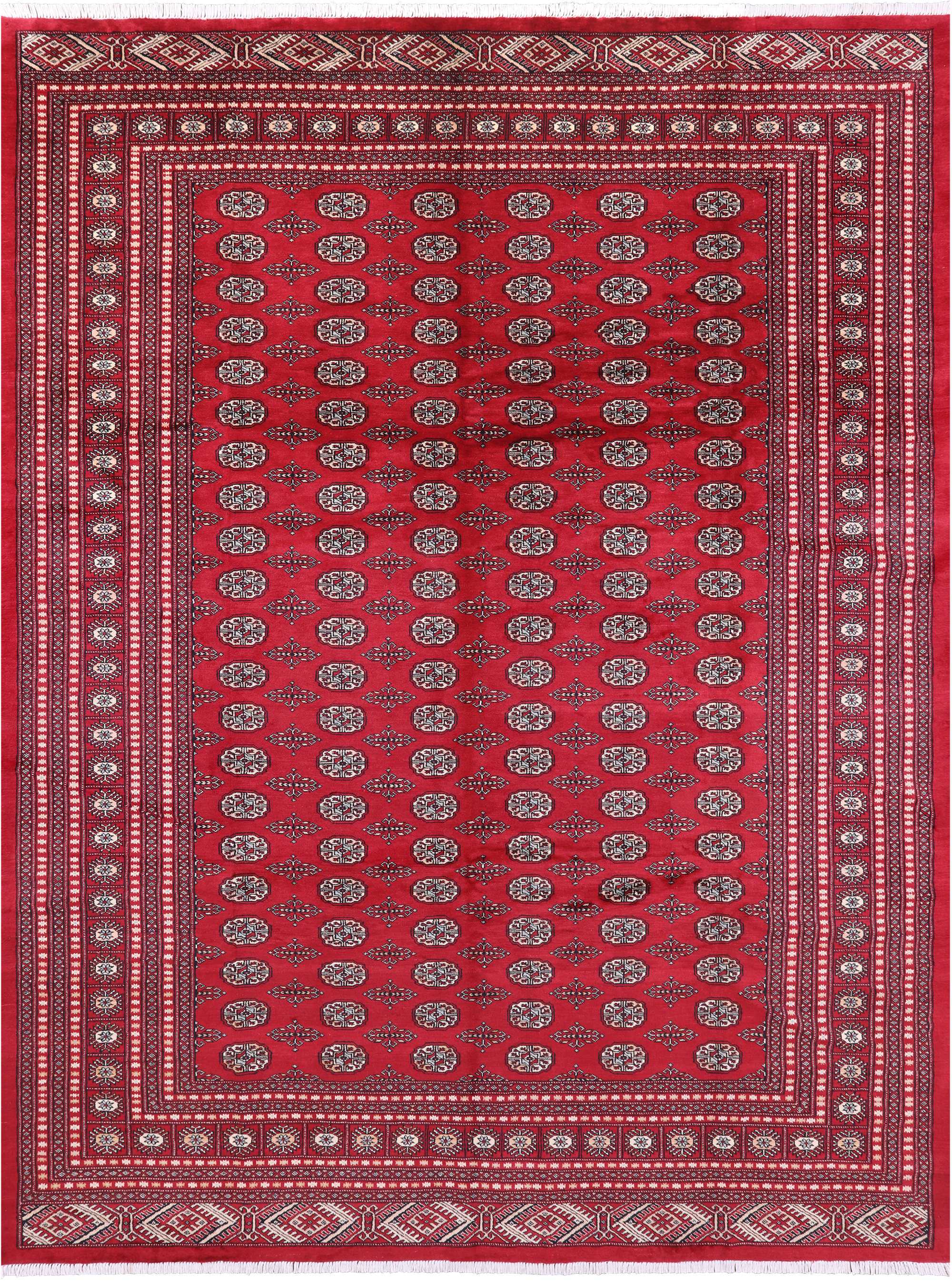 Red Bokhara Handmade Wool Rug - 9' 1" X 12' 1"
