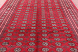 Red Bokhara Handmade Wool Rug - 9' 1" X 12' 1"