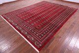 Red Bokhara Handmade Wool Rug - 9' 1" X 12' 1"