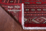 Red Bokhara Handmade Wool Rug - 9' 1" X 12' 1"