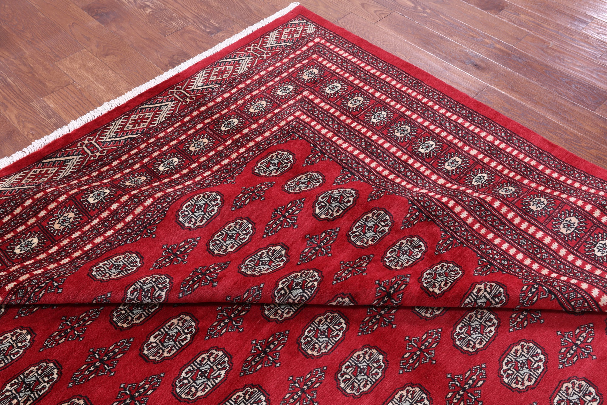 Red Bokhara Handmade Wool Rug - 9' 1" X 12' 1"