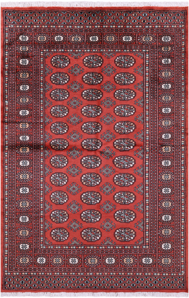 Rust Bokhara Handmade Wool Rug - 4' 0" X 6' 2"