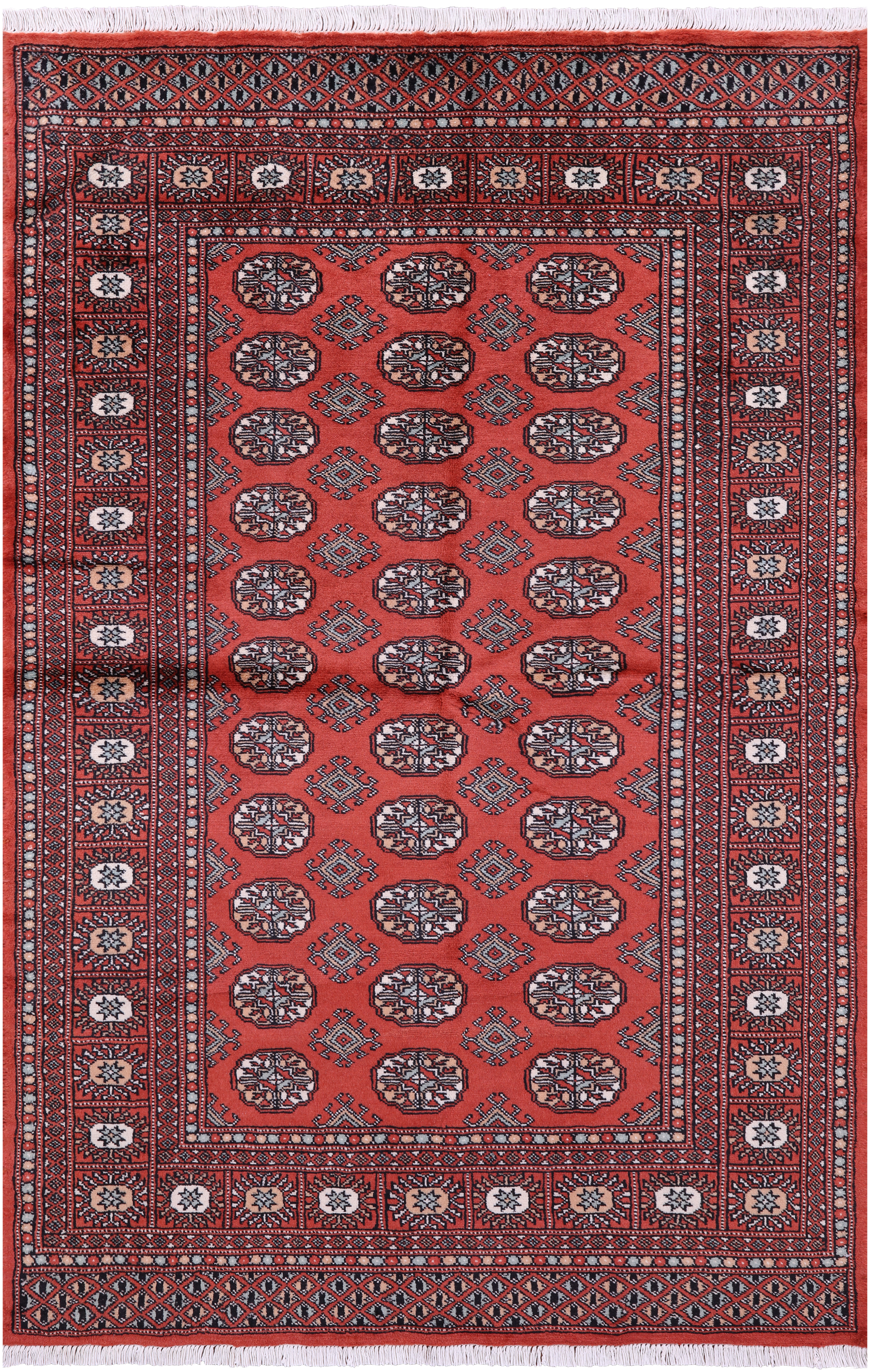 Rust Bokhara Handmade Wool Rug - 4' 0" X 6' 2"