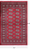 Red Bokhara Hand-Knotted Wool Rug - 3' 2" X 5' 0"