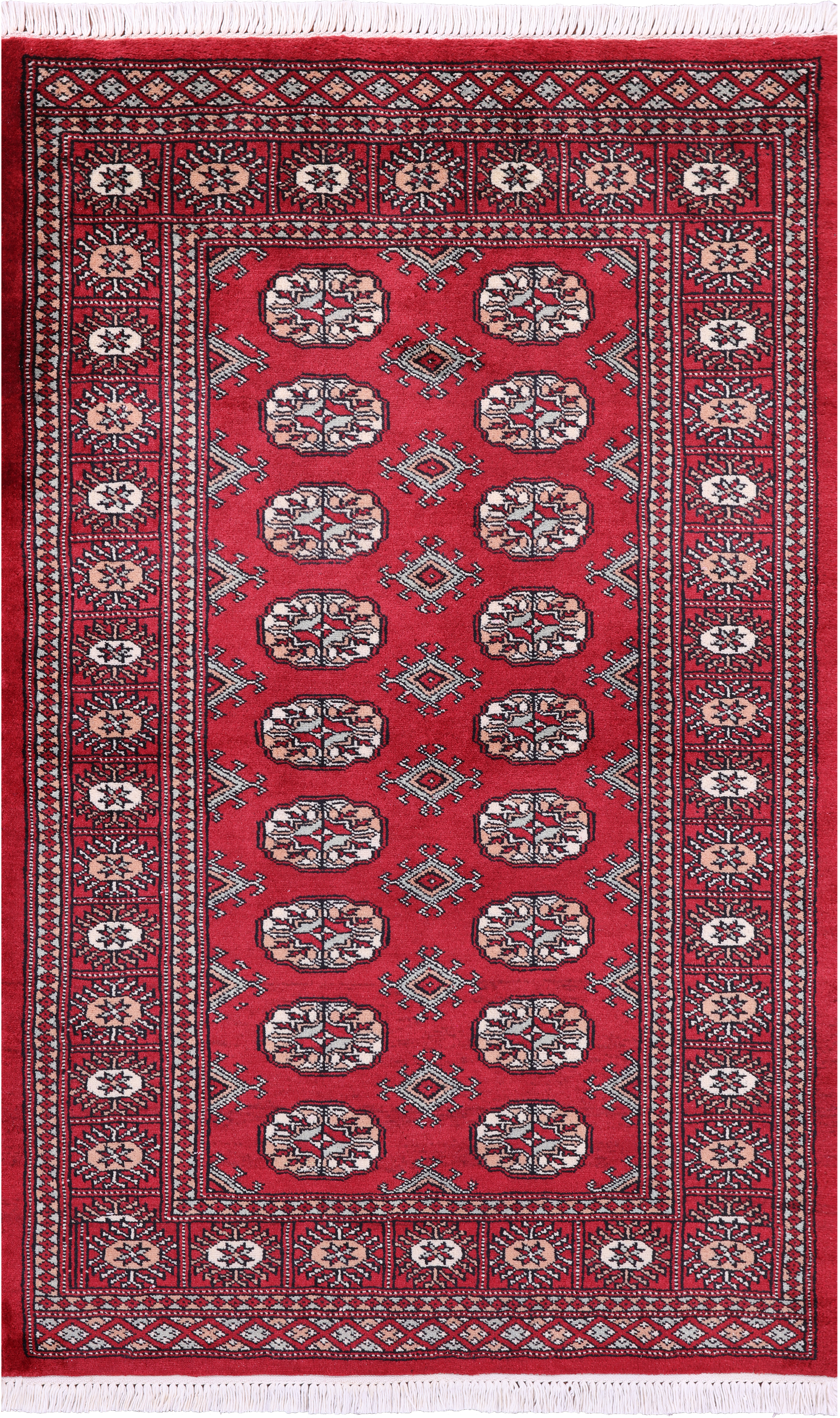 Red Bokhara Hand-Knotted Wool Rug - 3' 2" X 5' 0"