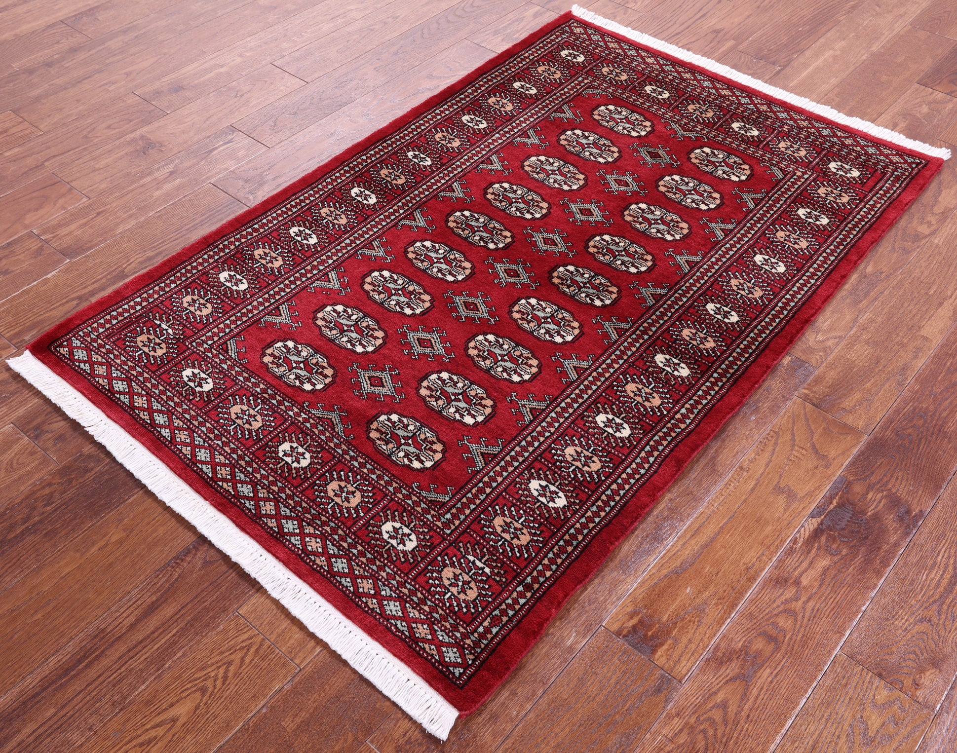 Red Bokhara Hand-Knotted Wool Rug - 3' 2" X 5' 0"