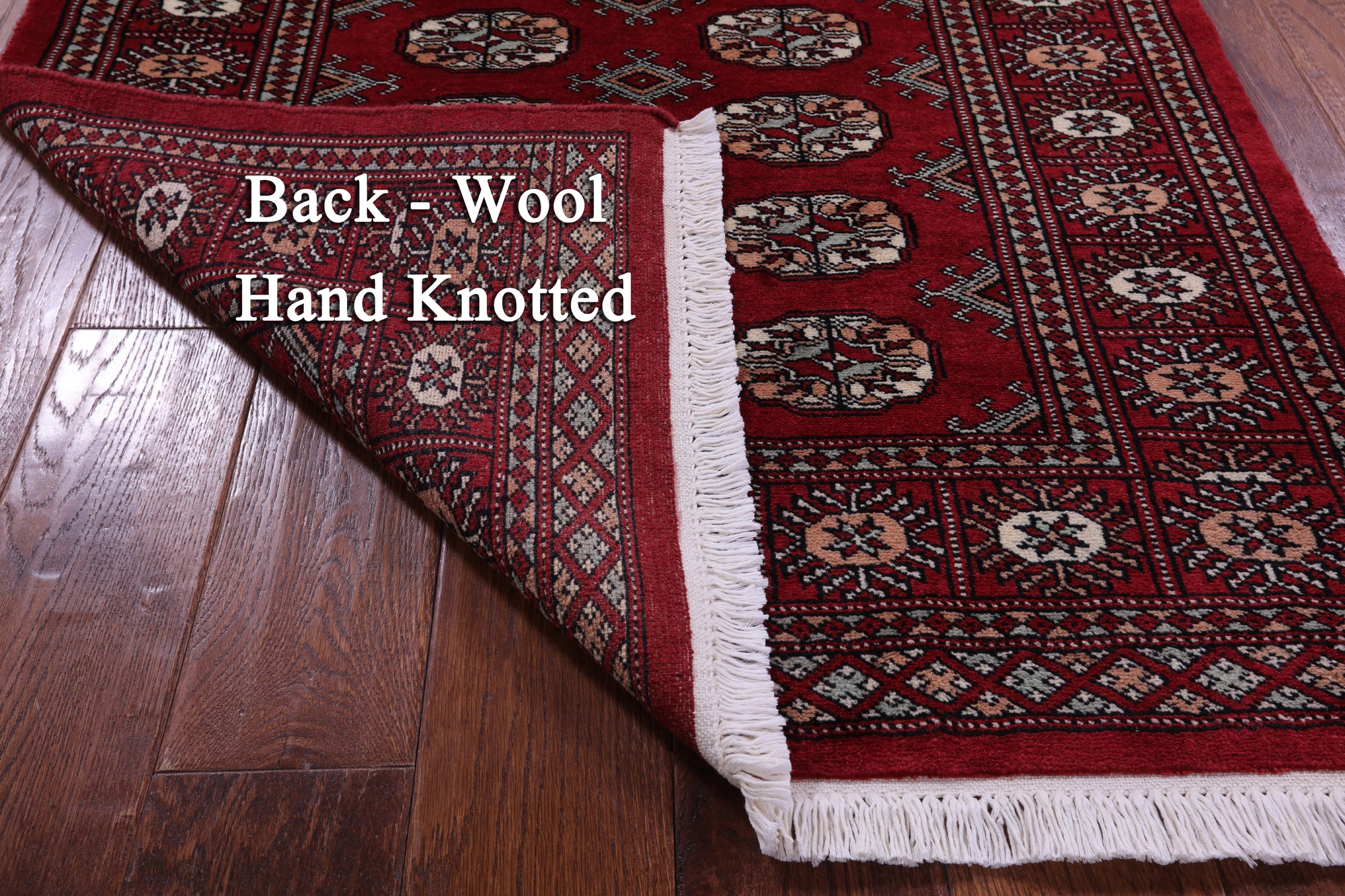 Red Bokhara Hand-Knotted Wool Rug - 3' 2" X 5' 0"